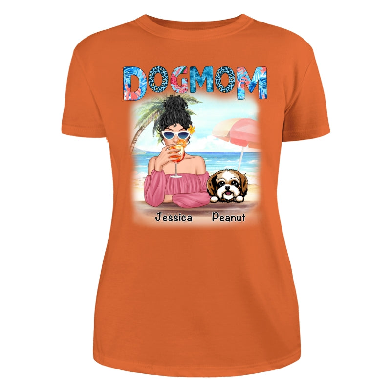 Dog Mom Summer Patterned Personalized Shirt