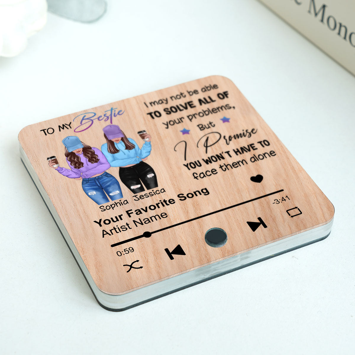 To My Bestie Personalized Personalized Music Fridge Magnet, Heartfelt Gift For Best Friends, BFF