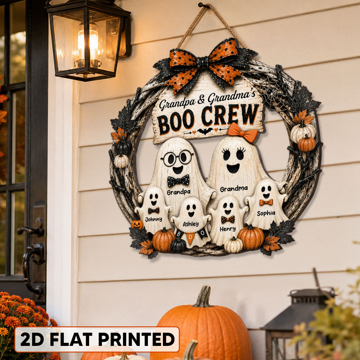Trending Halloween Grandpa Grandma's Boo Crew - Personalized Wood Sign - Halloween Decoration For Grandparents