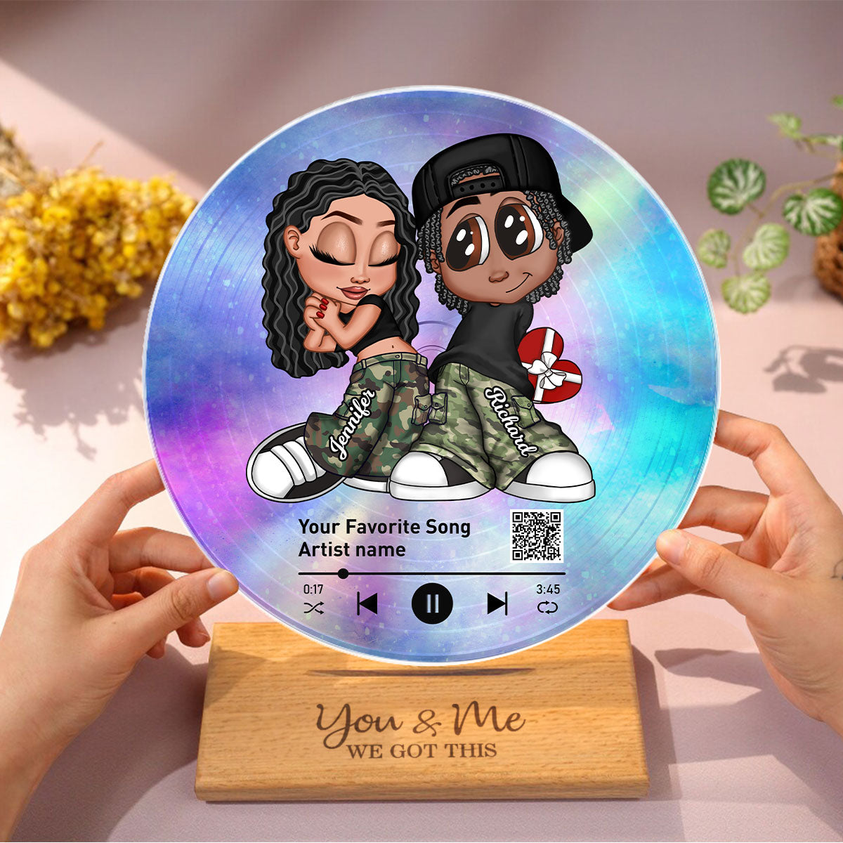 Y2K Couple Together Since Custom Vinyl Record Acrylic Song Plaque, Scannable QR Code, Personalized Birthday, Anniversary Gift for her and for him