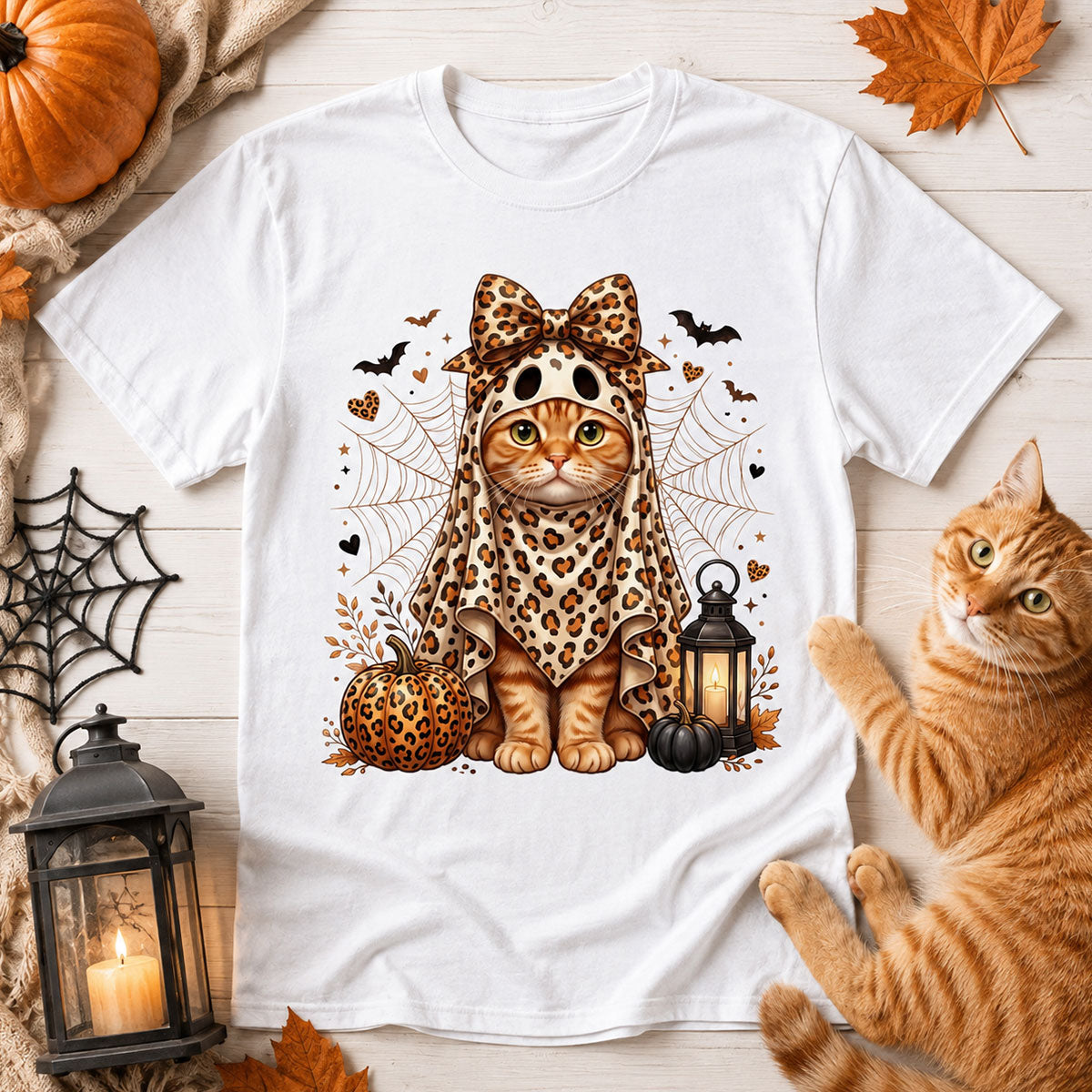 Custom Dog Cat Pet Ghost from Photo - Personalized Shirt - Trendy Halloween Tee for Dog Mom, Cat Mom