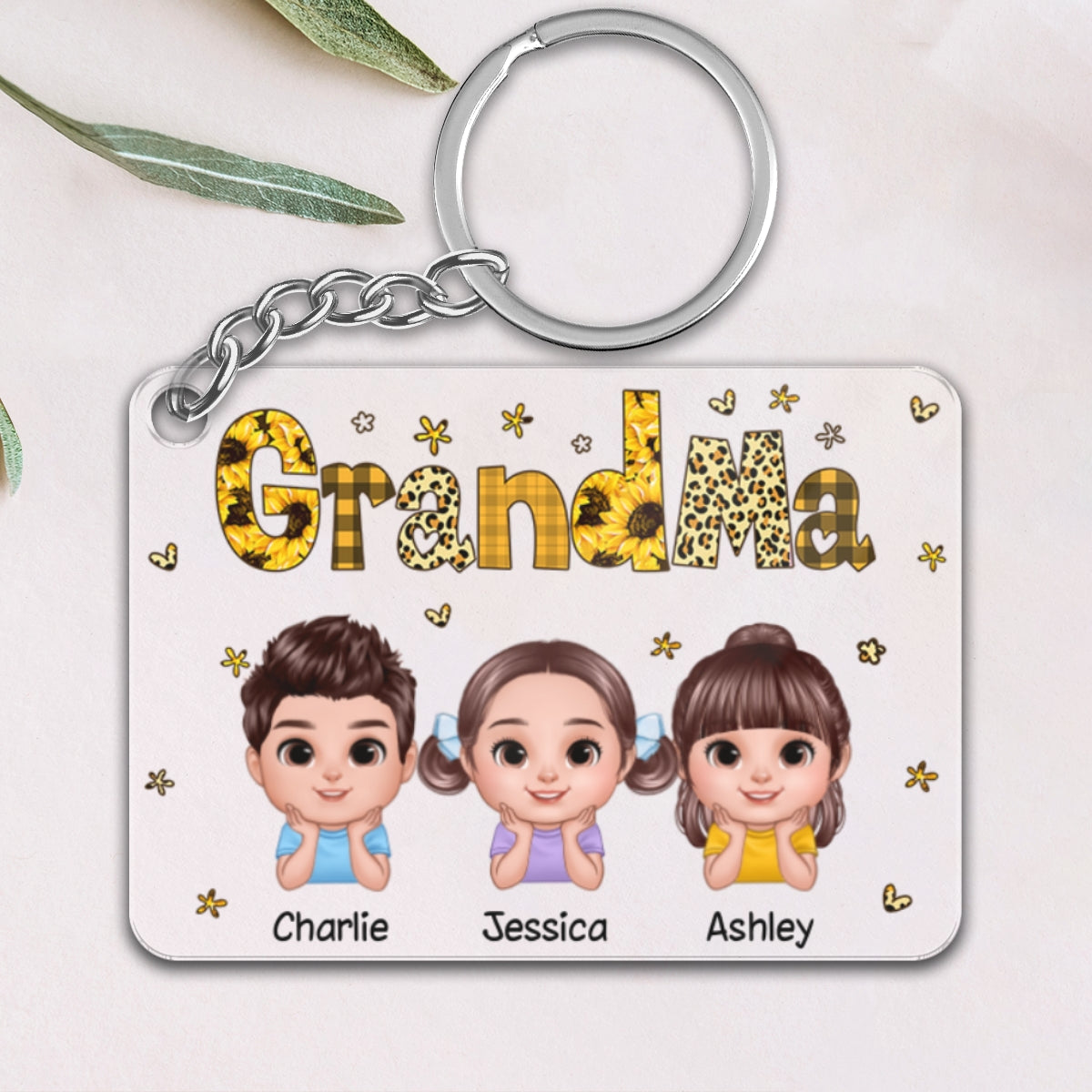 Realistic Doll Kids Yellow Pattern Personalized Acrylic Keychain