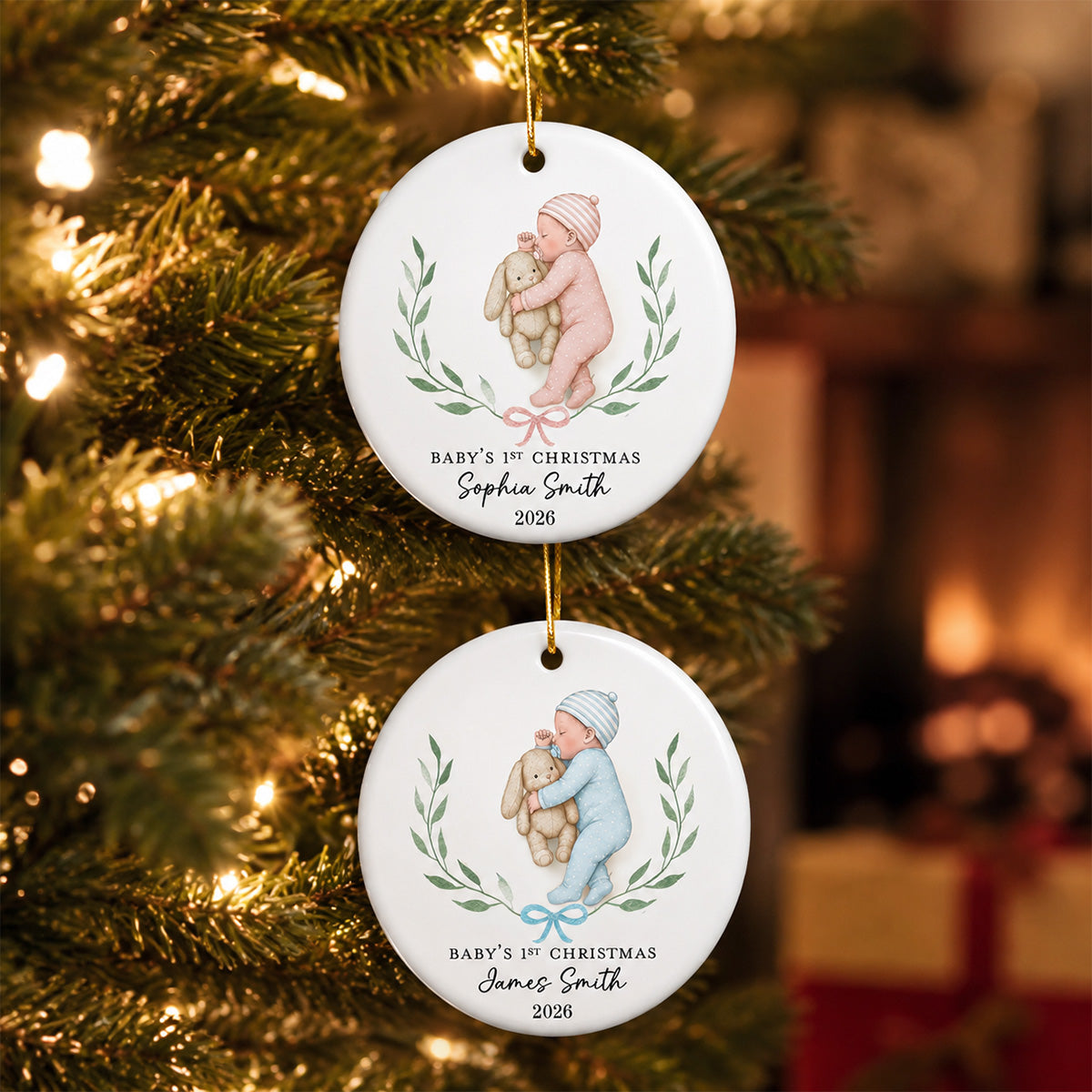 Baby’s First Christmas Sleeping Baby – Personalized Ceramic Ornament