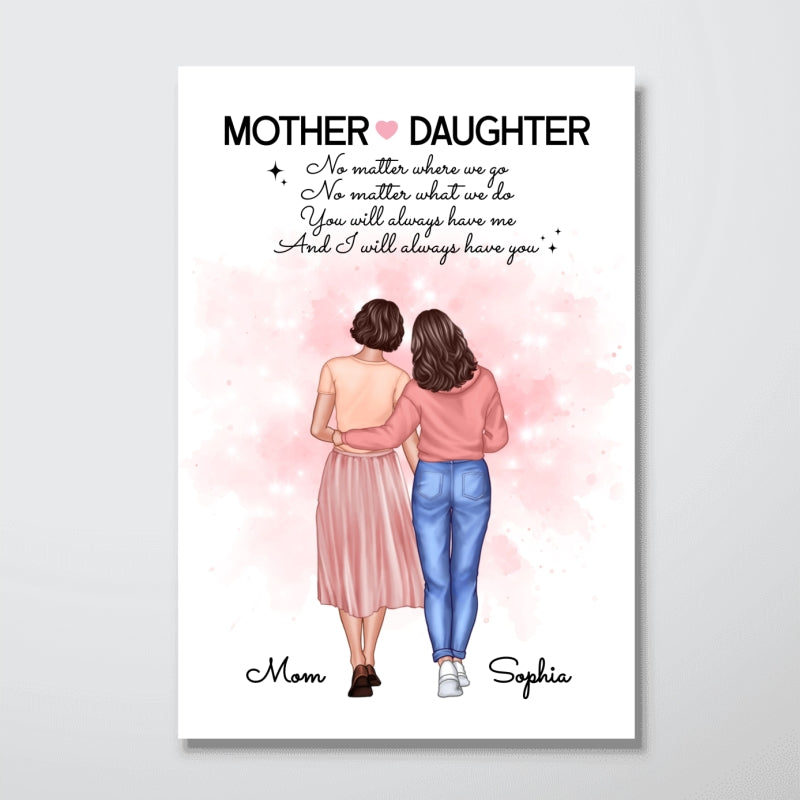 Mother Daughter No Matter Where We Go Gift Personalized Poster