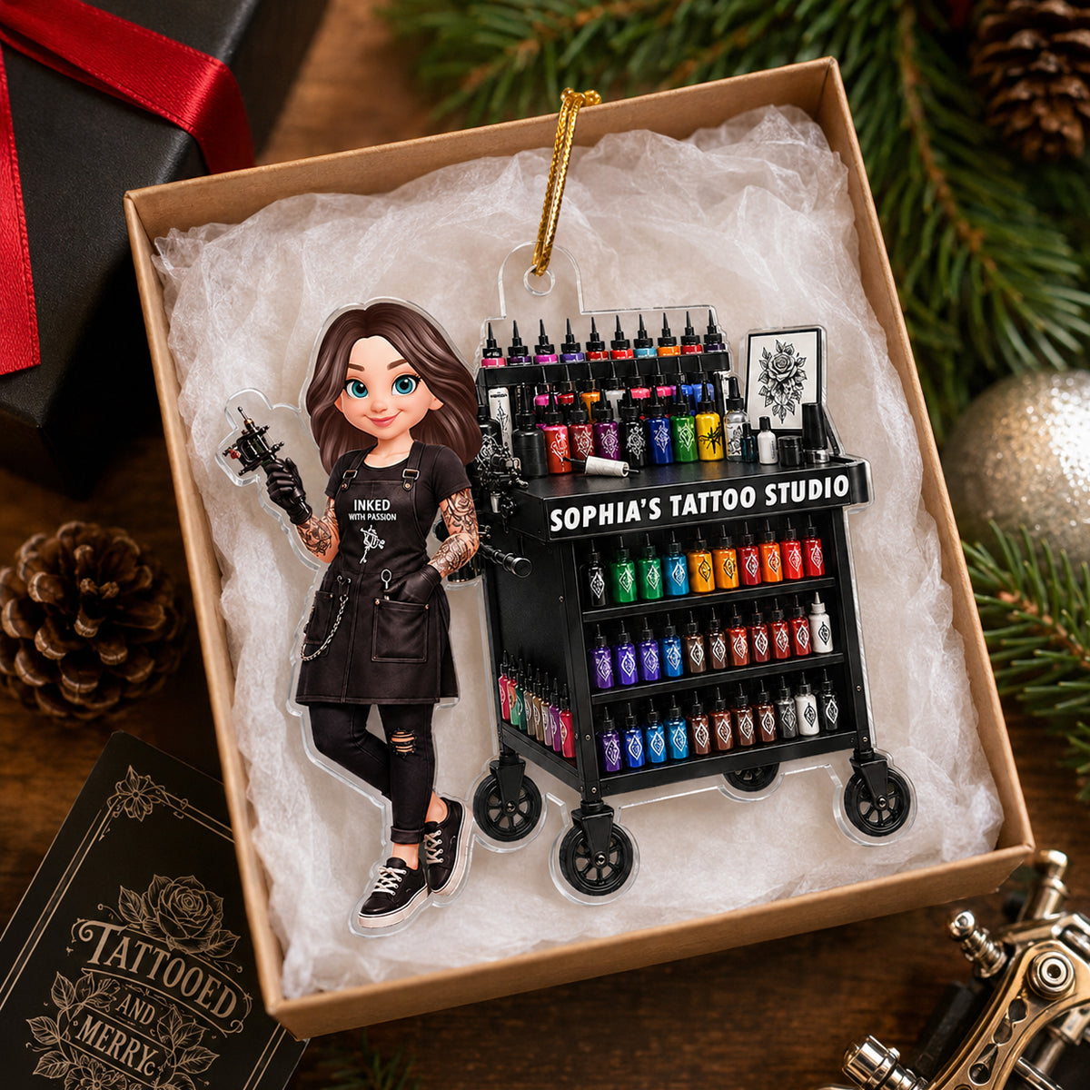 Tattoo Artist Ink Tattoo - Personalized Acrylic Ornament - Christmas Gift for Her