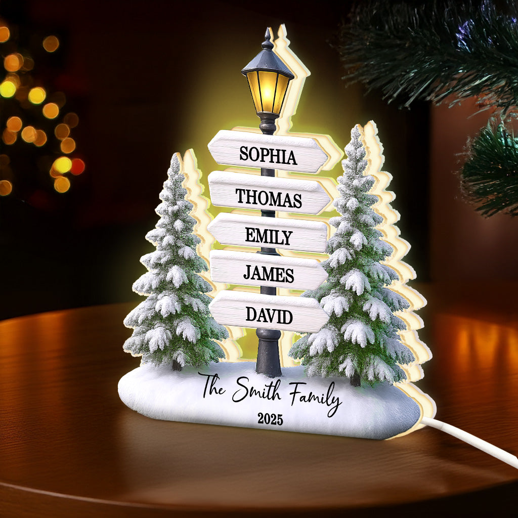 Christmas Family Lamp Posts Directional Signs - Personalized Light Box - Gift For Family
