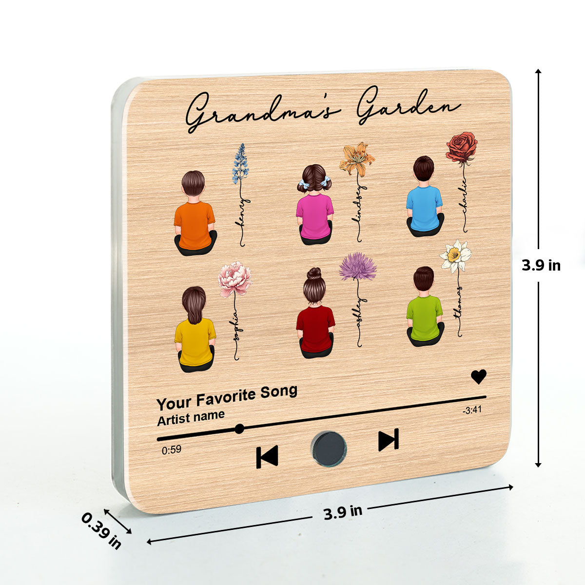 Grandma's Kitchen Grandkids Sitting, Birth Month Flower Personalized Music Fridge Magnet, Heartfelt Gift, Birthday Gift for Grandma