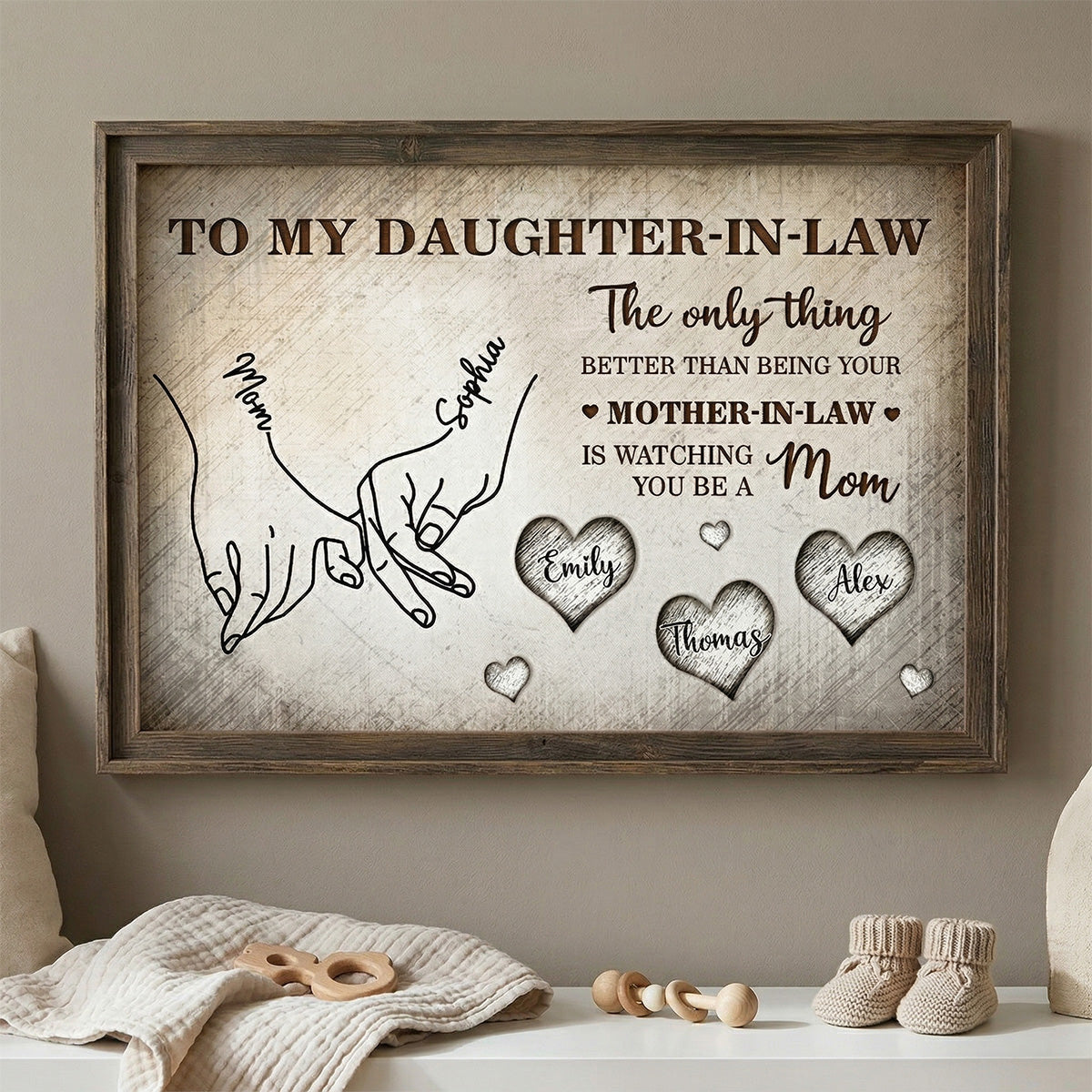 To My Daughter Mom And Daughter Holding Hands Custom Kids Names - Personalized Poster - Mother's Day Gift For Daughter