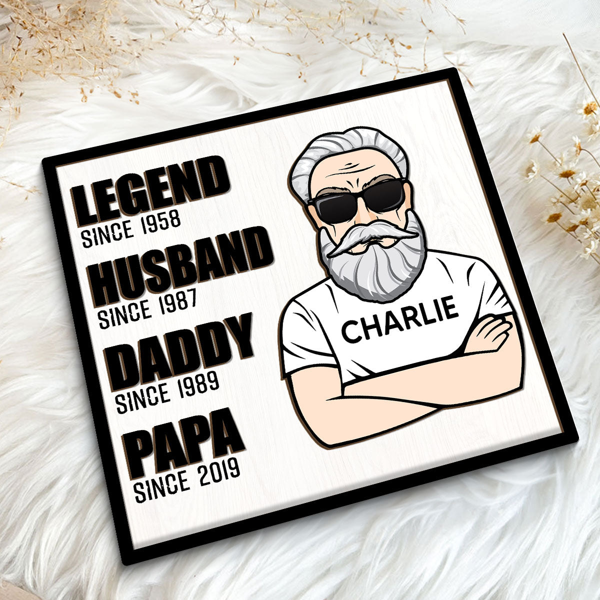 Legend Husband Dad Grandpa Personalized 2-Layer Wooden Plaque