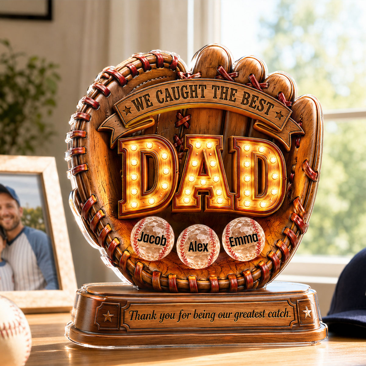 Great Baseball Dad - Personalized Acrylic Block Plaque - Father's Day Gift for Dad, Husband