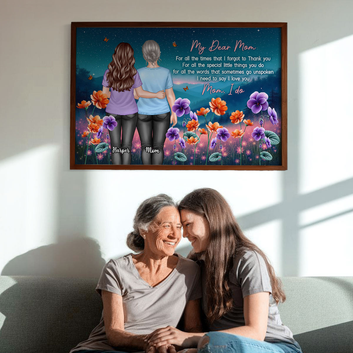 Mom Thank You Gift, Gift From Daughter Birth Flower Personalized Poster