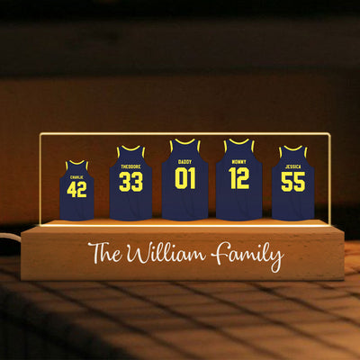 Basketball Family Personalized Acrylic Block LED Night Light