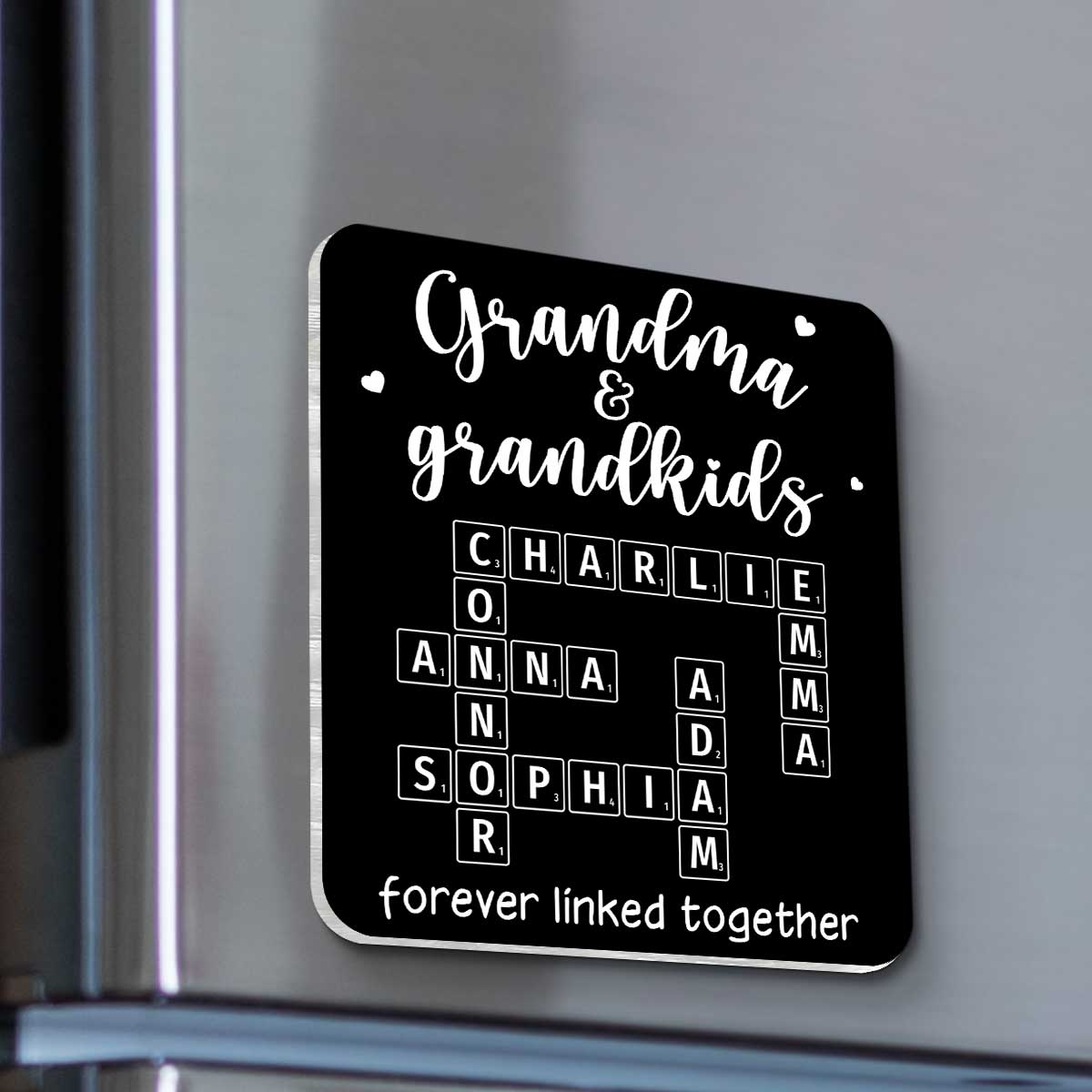 Grandma Grandpa & Grandkids Forever Linked Together Personalized Acrylic Fridge Magnet