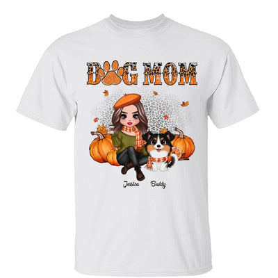 Fall Season Leopard Dog Mom Watercolor Cute Dogs Personalized Shirt