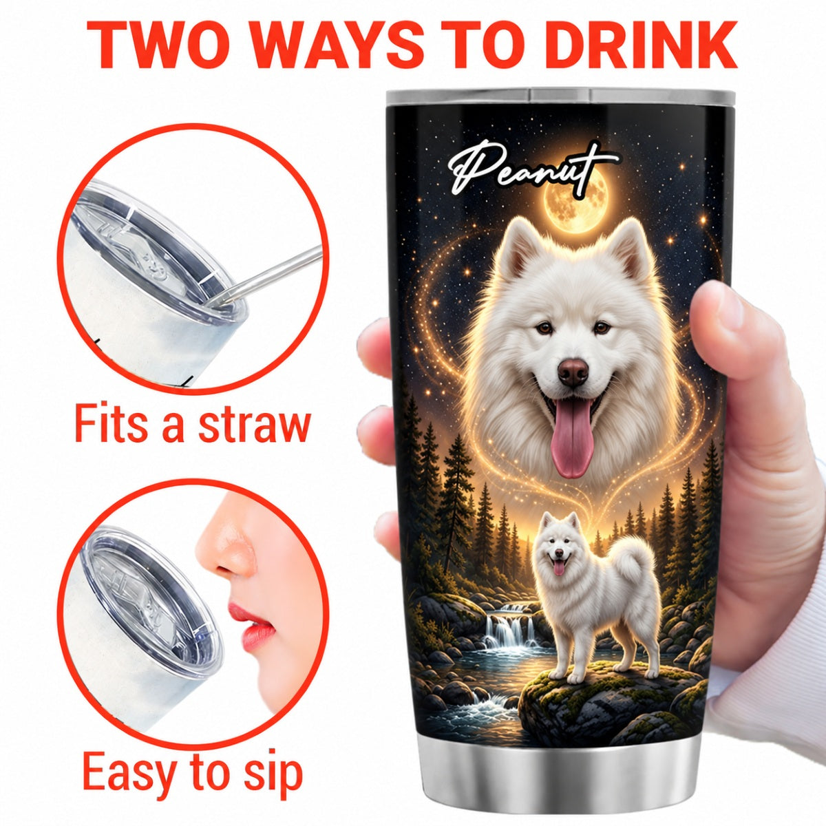 Dog Howling to the Moon - Personalized Tumbler - Gift for Dog, Cat Lovers, Pet Memorial Gift