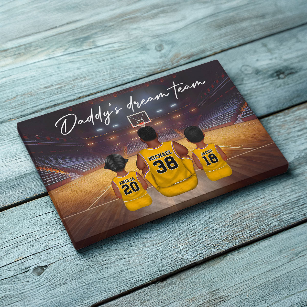 Basketball Team Personalized Family Canvas, Unique Father's Day Gift for Dad, Gift for Husband