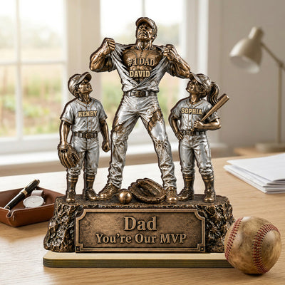 No 1 Dad Baseball Victory Trophy - Personalized 2-Layered Wooden Plaque - Father's Day Gift for Dad, Husband