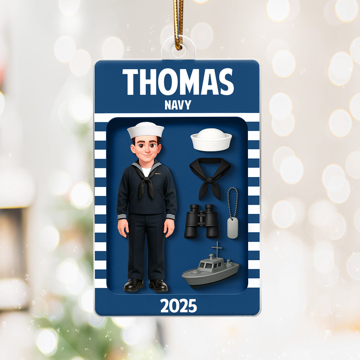 Navy Action Figure 3D Effect - Personalized Acrylic Ornament - Special Gift For Navy