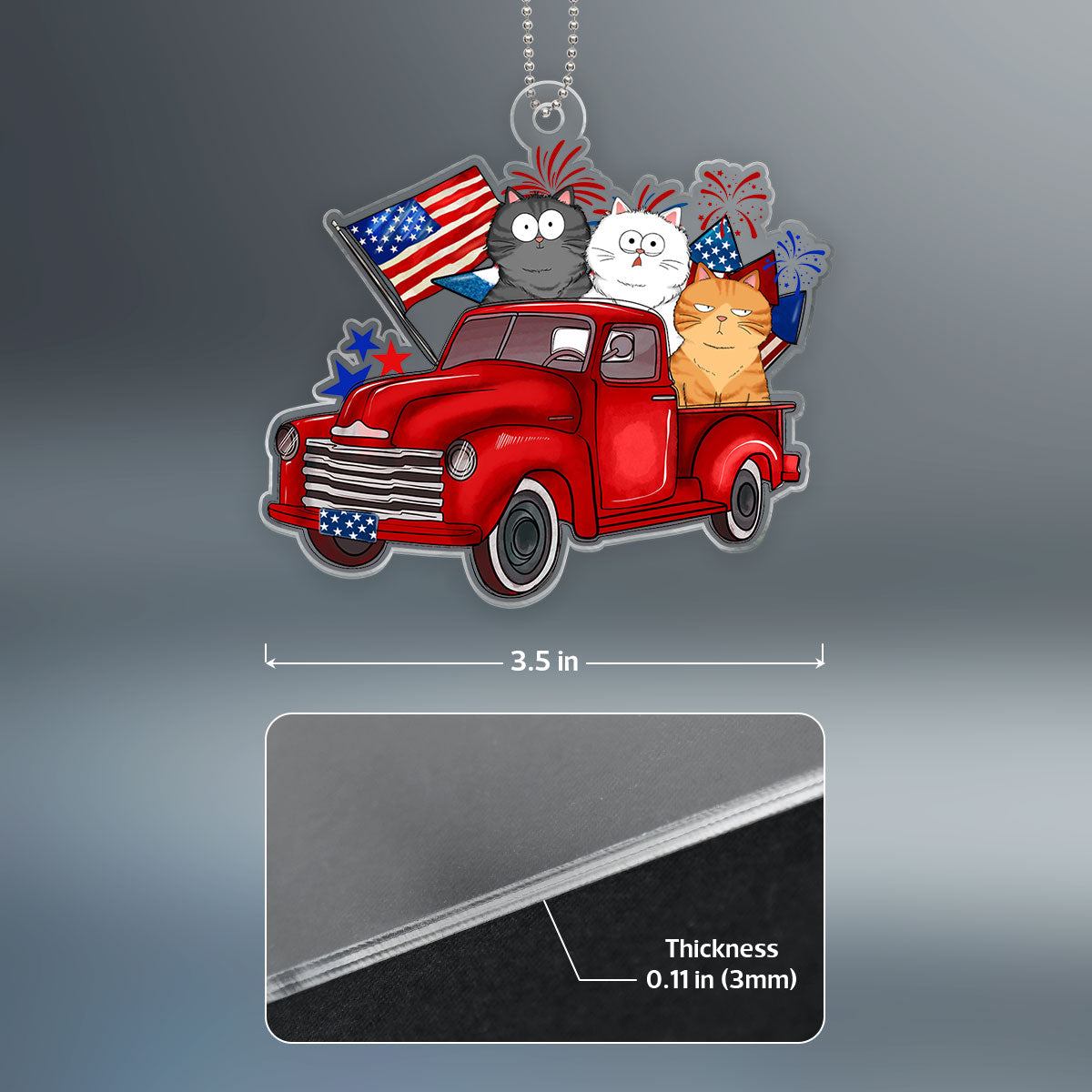 4th Of July Truck, Cat Lovers Personalized Acrylic Ornament