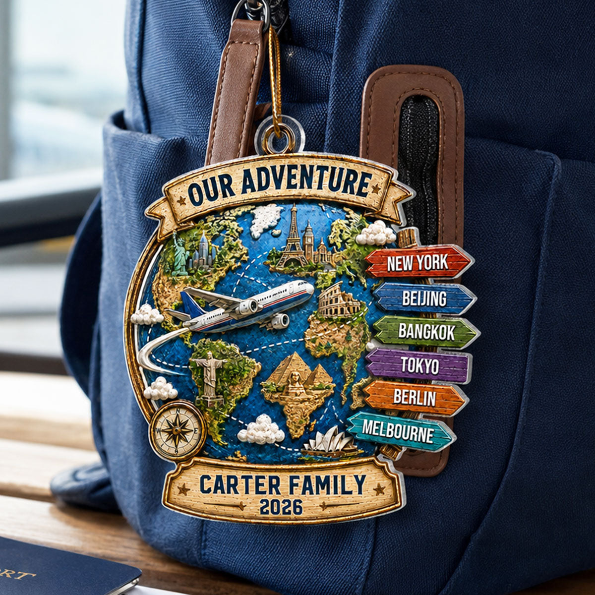 Trending Travel Adventure - Personalized Acrylic Ornament - Gifts For Couple, Family