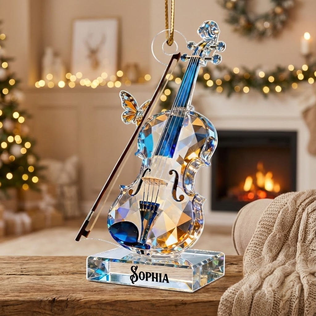 Violin Music Crystal Effect - Personalized Acrylic Ornament - Unique Christmas Gift For Violinist