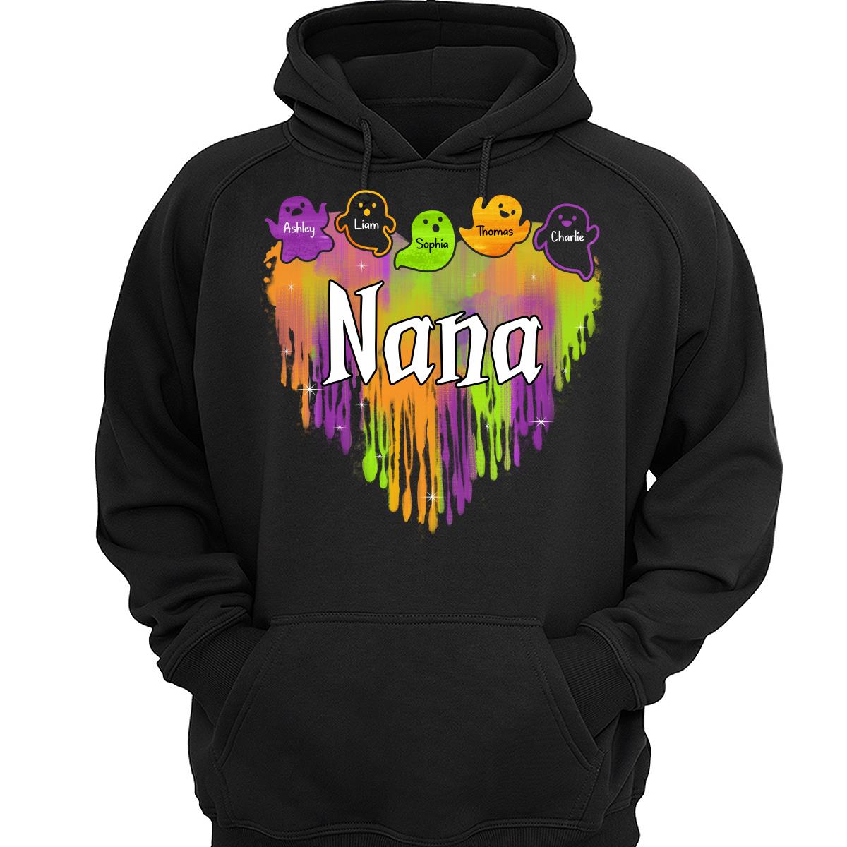 Halloween Grandma Melting Heart Boo Grandkids Names Personalized Shirt