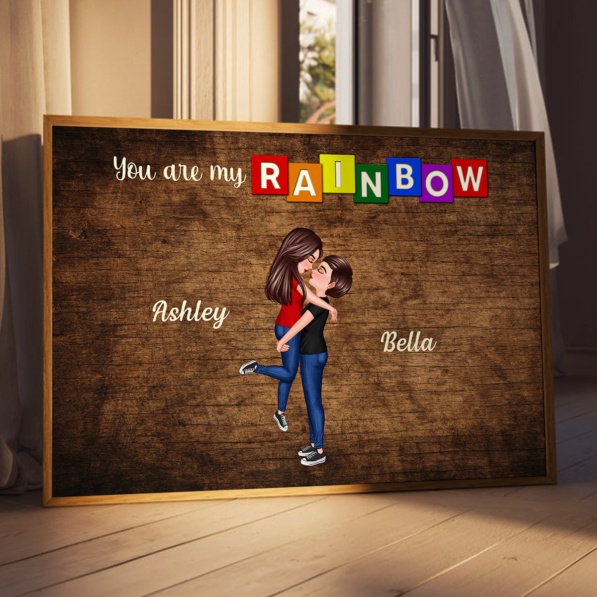 You Are My Rainbow LGBTQ Couple Personalized Poster, Pride Month Gift