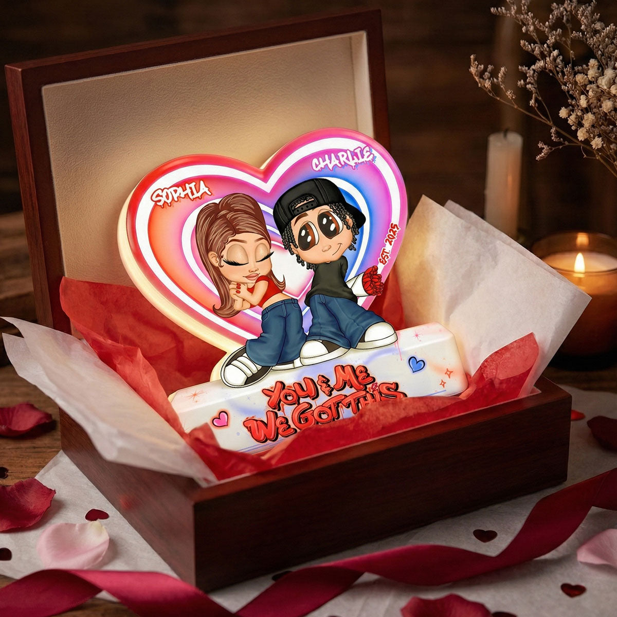 Eternal Love Y2K Couple - Personalized Light Box - Heartfelt Valentine's Day Gift, Anniversary Gift For Couple, For Him, For Her