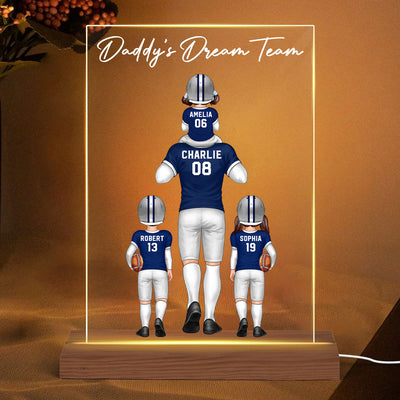 American Football Fan Dad Dream Team Personalized Rectangle Acrylic Warm LED Night Light