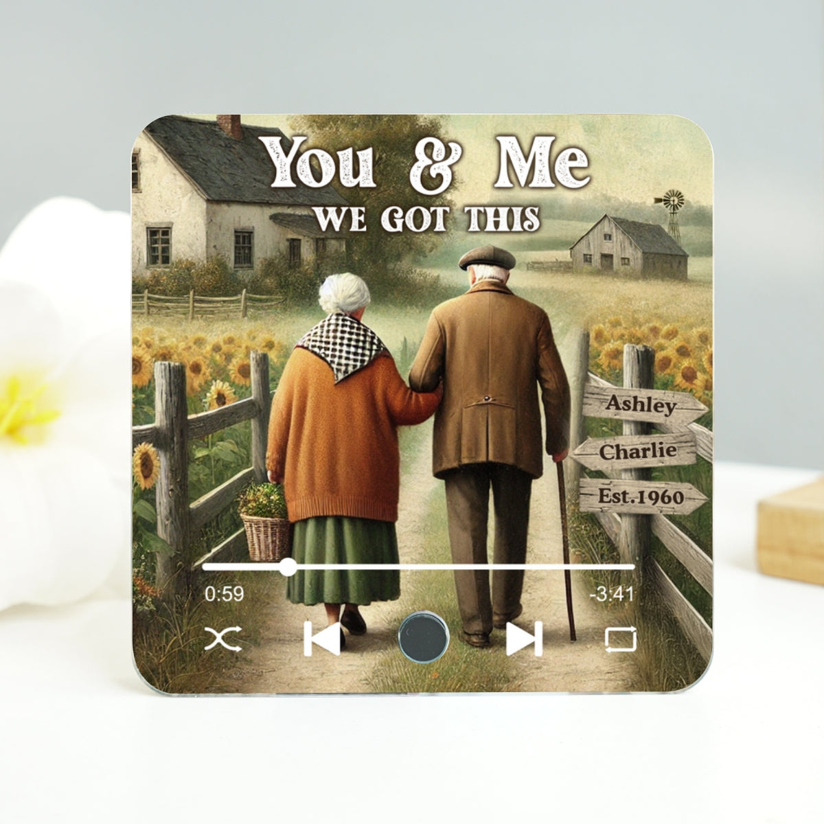Eternal Love Couple Growing Old Together Personalized Bluetooth Music Fridge Magnet, Heartfelt 2025  Gift For Couple, For Him, For Her, Boyfriend, Girlfriend, Husband, Wife