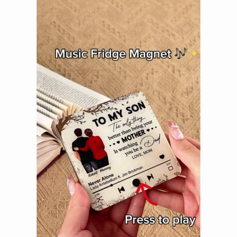 To My Son From Mom Dad Personalized Music Fridge Magnet, Heartfelt Father's Day Gift For Son