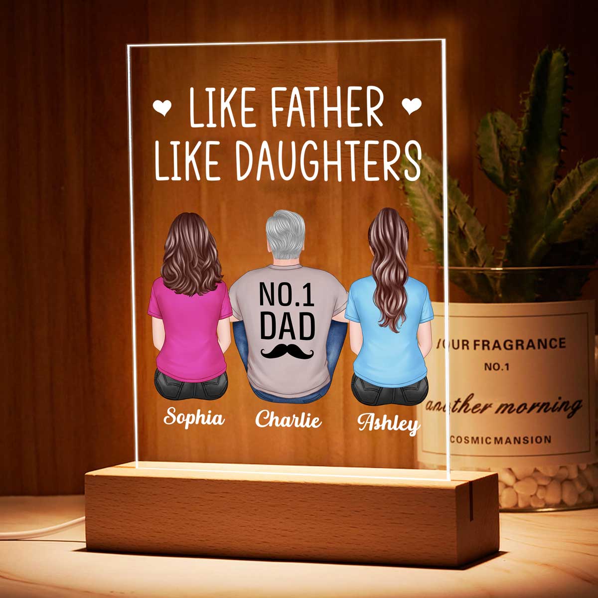 The Love Between Father Daughter Knows No Distance Personalized Rectangle Plaque LED Night Light