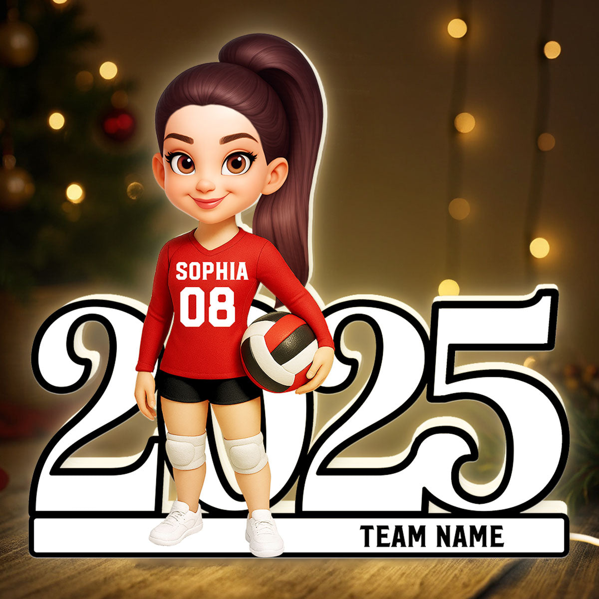 Christmas Volleyball Player - Personalized Light Box - Gift For Volleyball Lovers, School Volleyball Team