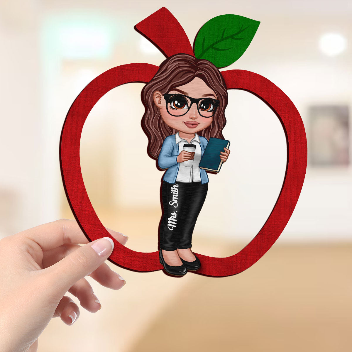 Y2K Style Teacher Apple Personalized 2-Layer Wooden Plaque, Gift For Teacher, Appreciation Gift