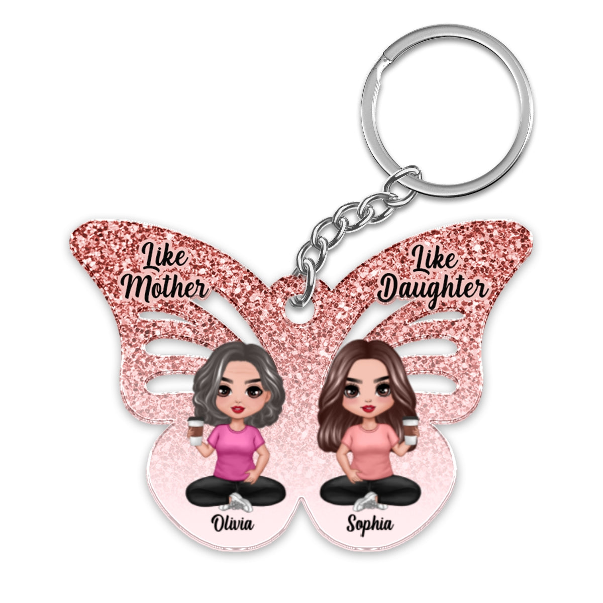 Like Mother Like Daughter Butterfly Personalized Acrylic Keychain