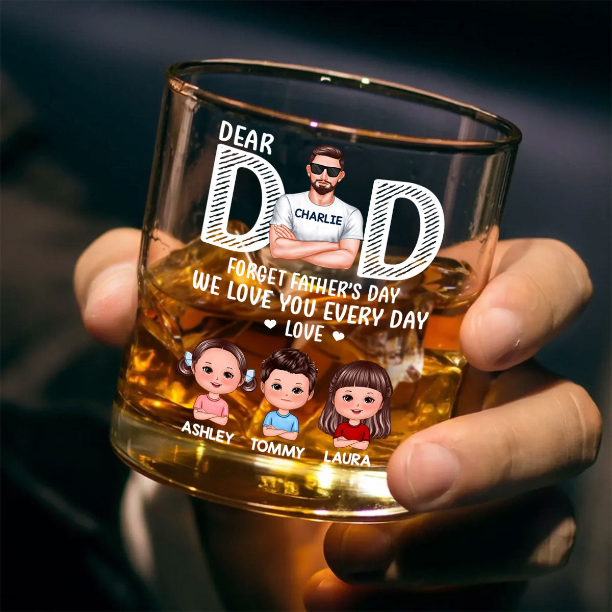 Dad Forget Father's Day We Love You Everyday Personalized Wine Glass, Father's Day Gift for Dads