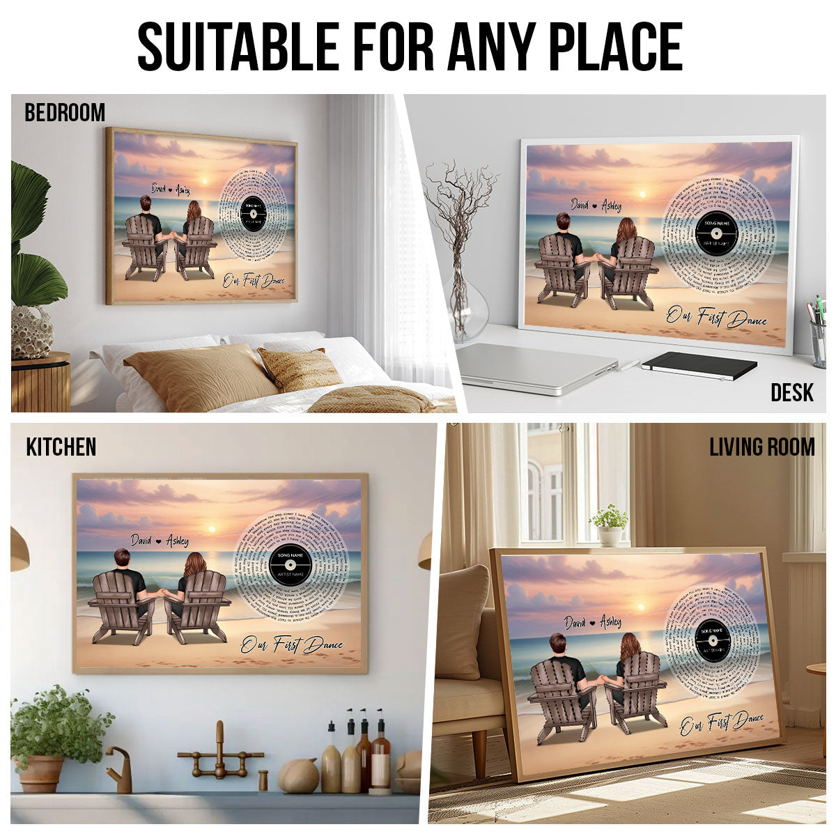 You And Me Beach Landscape Favorite Song Vinyl Lyrics Personalized Poster, Heartfelt 2025  Gift, Anniversary Gift, Birthday Gift For Him, For Her, Boyfriend, Girlfriend, Husband, Wife