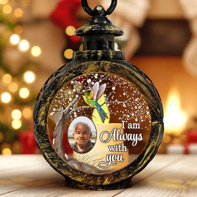 Hummingbird Always With You Blossom Tree Memorial Custom Photo Personalized Lantern Ornament, Remembrance Gif