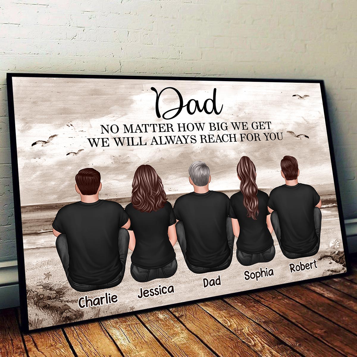 Dad No Matter How Big We Get Retro Vintage Beach Personalized Poster, Gift For Dad, For Husband