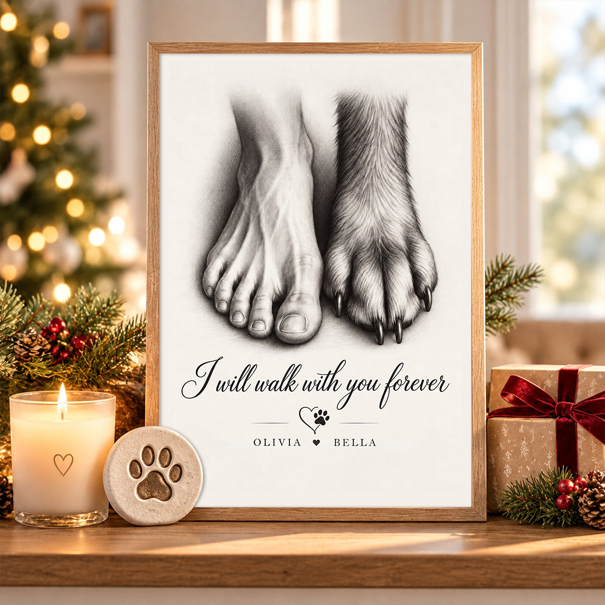 I Will Walk with You Forever - Personalized Poster - Heartfelt Memorial Sympathy Gift for Dog Cat Lovers, Christmas Gift for Her, for Him