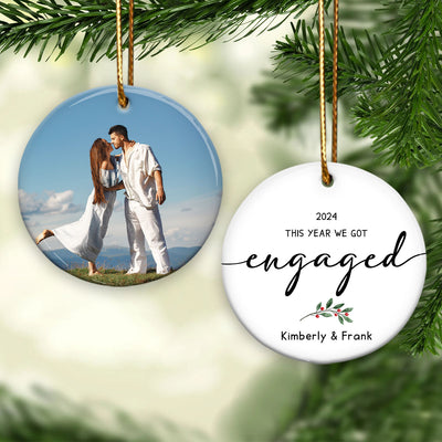 First Christmas Engaged Personalized Photo Ornament, Keepsake Engagement Gift Personalized Picture