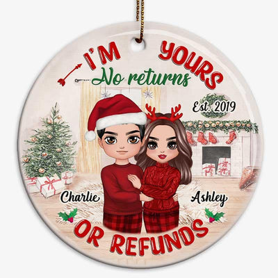 Doll Couple I‘m Yours No Returns Refunds Personalized Circle Ornament