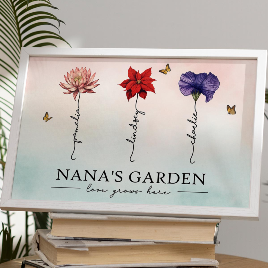 [FREE DELIVERY - Limited Time Offer] Grandma‘s Garden Love Grows Here Beautiful Birth Month Flower Gift For Grandma Mom Personalized Poster