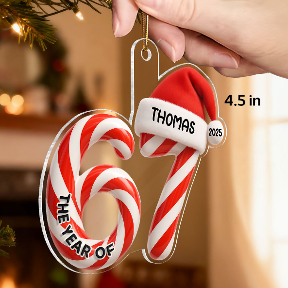3D Shining Effect 67 Six Seven 2025 Slang Christmas - Personalized Acrylic Ornament - Funny Christmas Gift For Teen, Grandkid, Gen Alpha