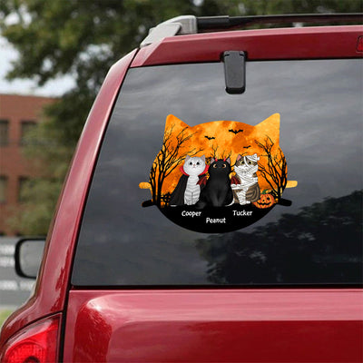 Halloween Cat Face Shaped Personalized Halloween Decal, Car Decal, Window Sticker, Halloween Decoration