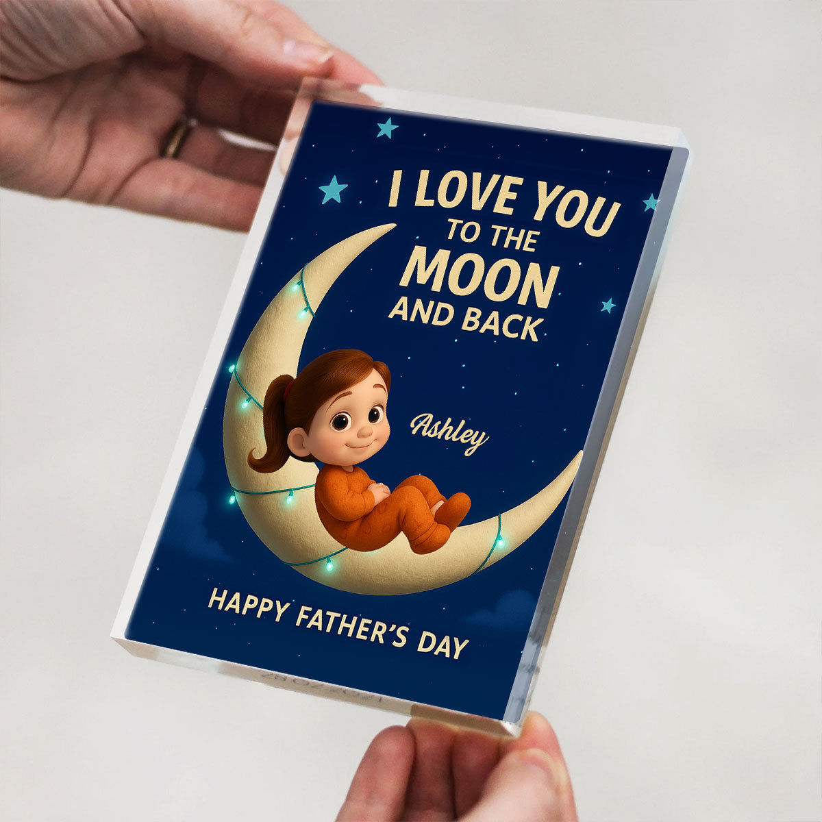 I Love You to the Moon and Back Personalized Acrylic Block Plaque, Father's Day Gift for Dad