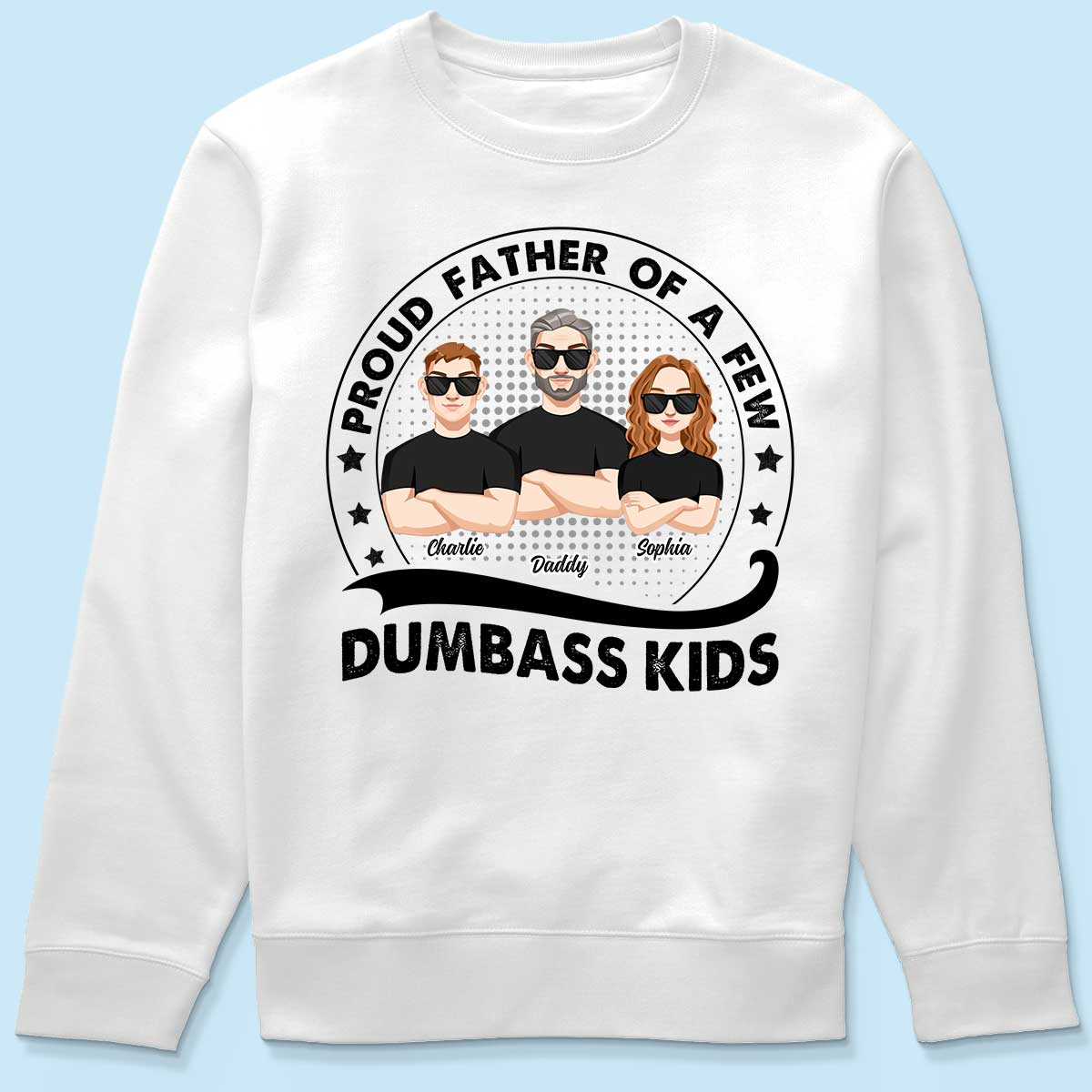 Proud Father Of A Few Kids Retro Circle Personalized Shirt