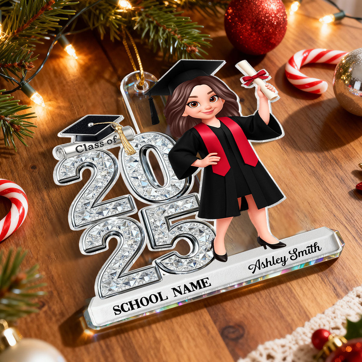 3D Shiny Effect Class Of 2025 2026 Senior - Personalized Acrylic Car Hanger- Gift For Graduates, Daughter, Son