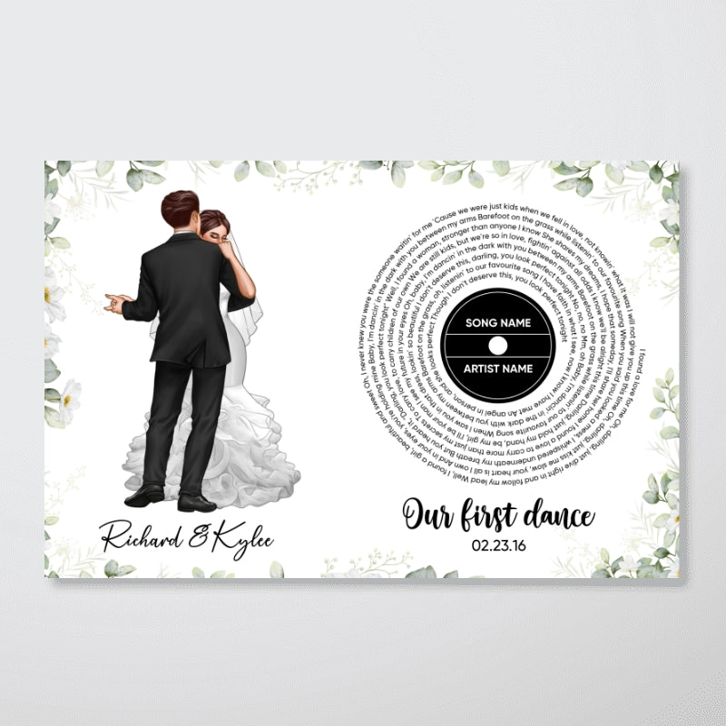 Wedding Song Vinyl Lyrics, Our First Dance Groom Bride Dancing Personalized Poster, Valentines Day Gift, Anniversary Gift for Couple, for Him for Her