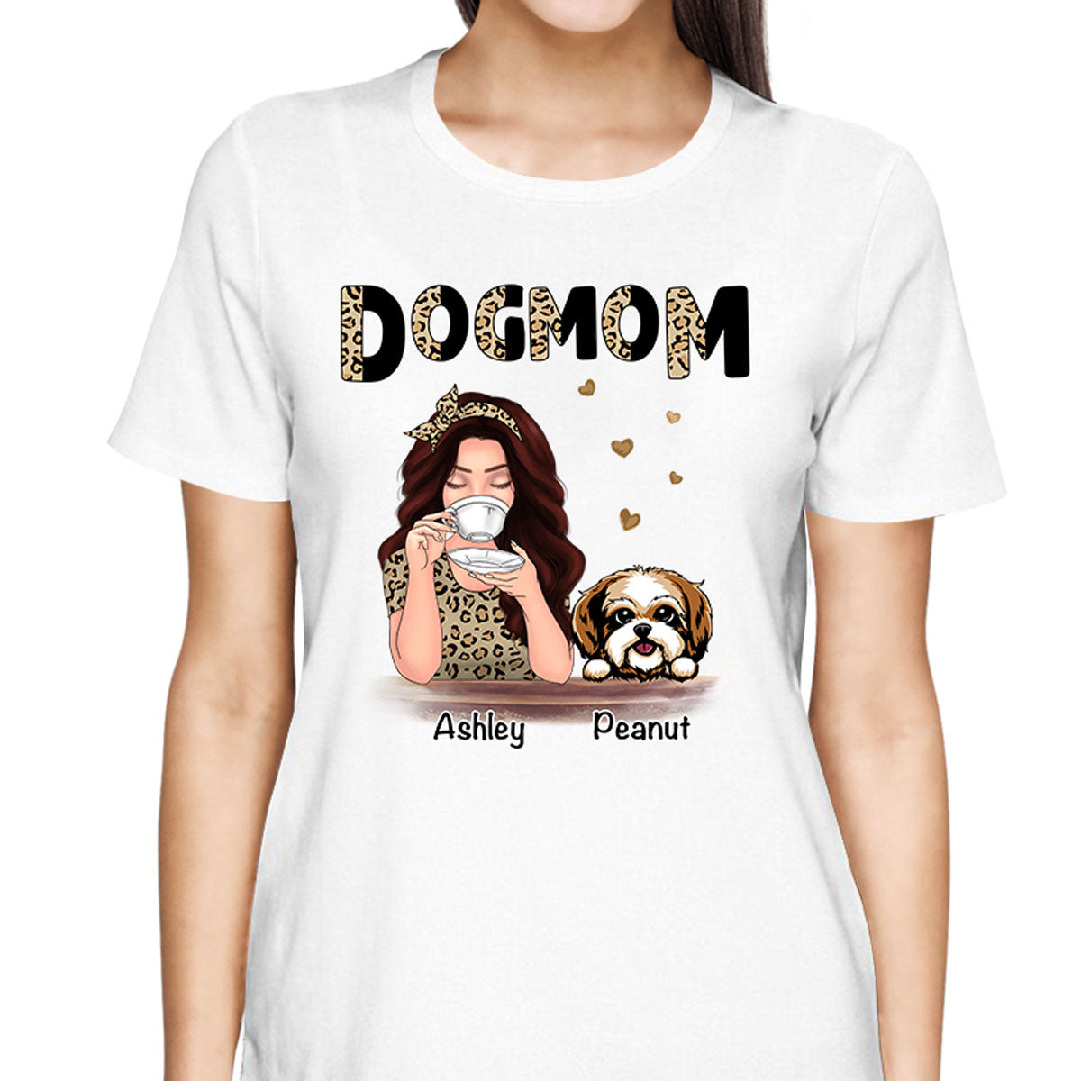 Half Leopard Pattern Dog Mom Gift For Dog Lovers Personalized Shirt